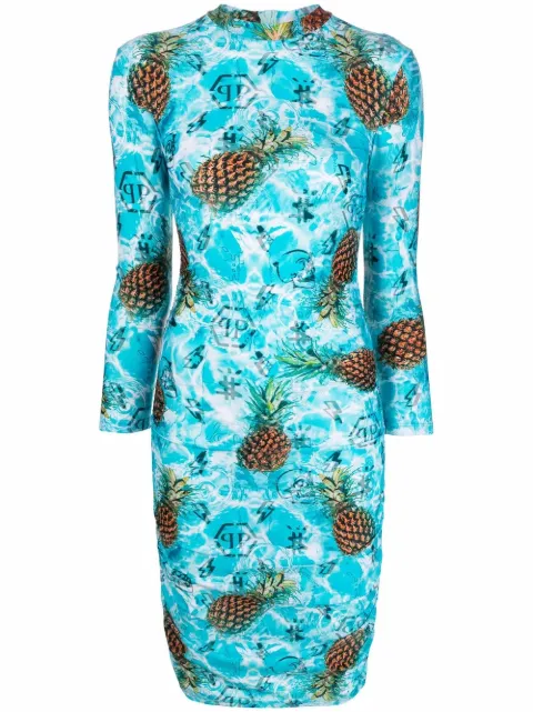 Philipp Plein Pineapple Skies short dress Blue SABAWRG2061PTE003N