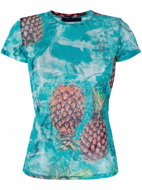 Philipp Plein graphic-print short-sleeve T-shirt Blue SABCWTK2377PJO002N