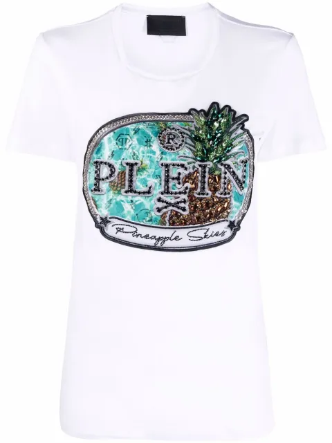 Philipp Plein logo-print short-sleeve T-shirt White SABCWTK2370PJO002N