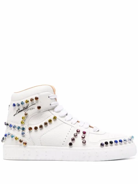 Philipp Plein crystal-embellished high-top sneakers White SABSMSC3392PLE010N