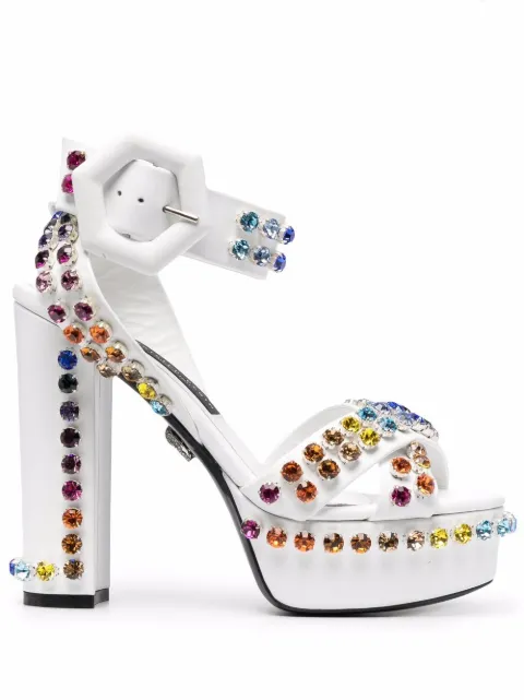 Philipp Plein crystal-embellished sandals White SABSWSA0490PLE010N