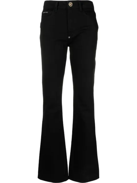 Philipp Plein skull flared high-waisted jeans Black SABCWDT1849PDE004N