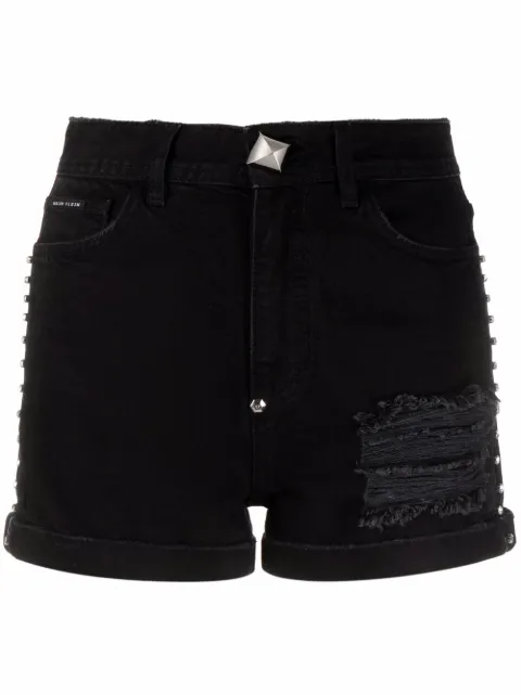 Philipp Plein Stones denim hot pants Black SABCWDT1792PDE004N