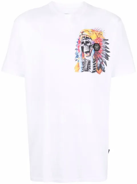 Philipp Plein skull print T-shirt White SABCUTK0099PTE003N