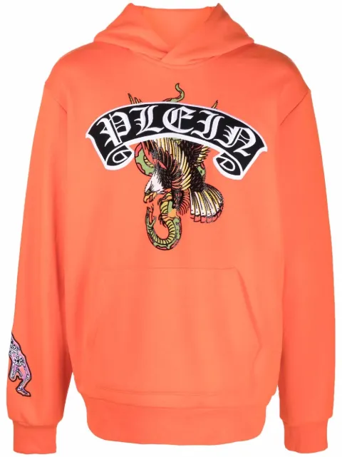 Philipp Plein embroidered logo hoodie Orange SABCMJB2615PJO002N