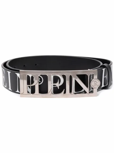 Philipp Plein logo-lettering buckle belt Black SABAMVA0716PLE010N