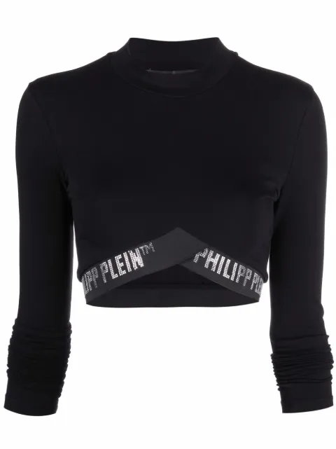 Philipp Plein logo cotton jogging top Black SABCWJK0062PJO002N