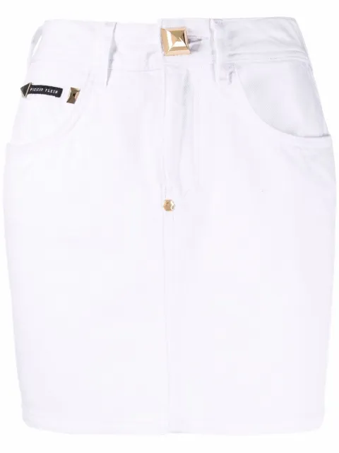 Philipp Plein denim mini skirt White SABCWDV0121PDE004N