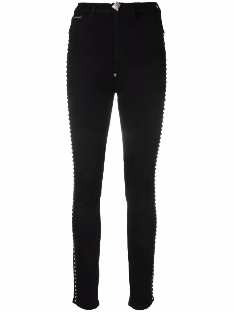 Philipp Plein Crystal super high-waist skinny jeans Black SABCWDT2040PDE004N