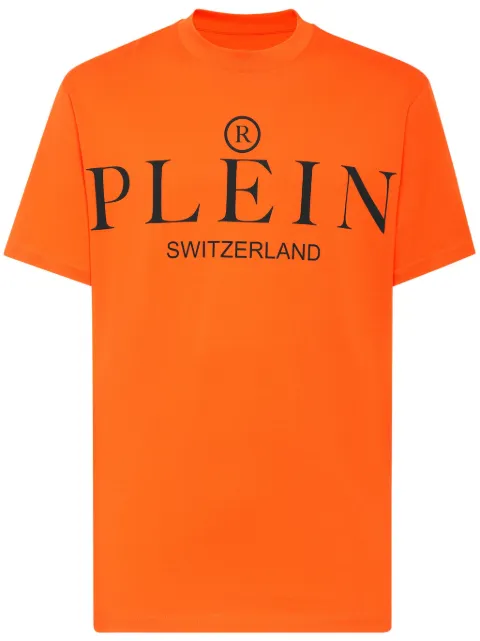 Philipp Plein logo print T-shirt Orange SABCUTK0158PJY002N