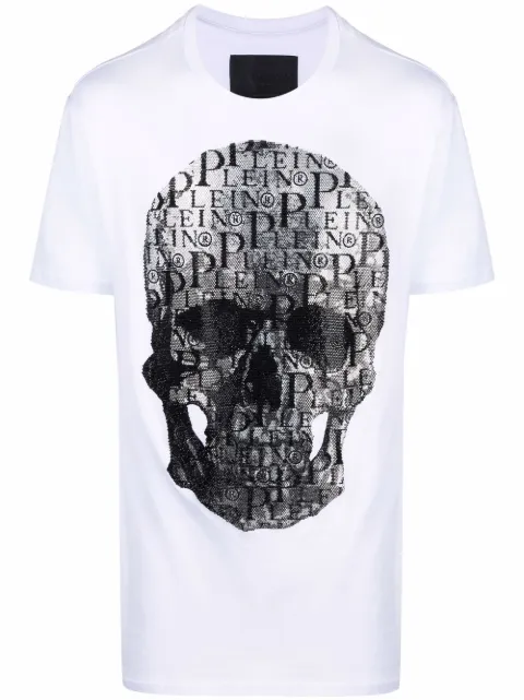 Philipp Plein skull-print round neck T-shirt White SABCUTK0140PJO002N
