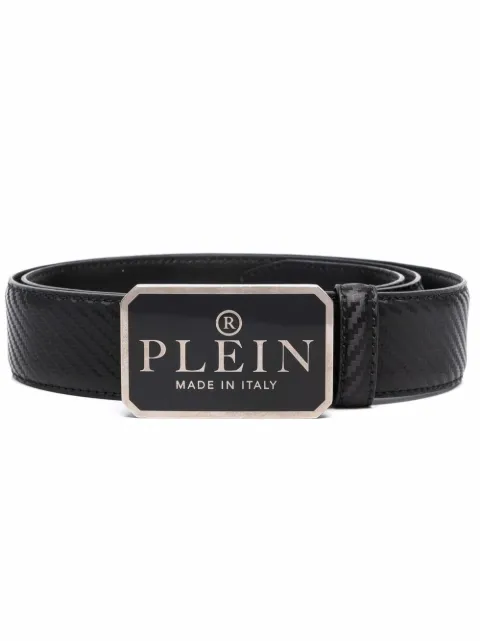 Philipp Plein logo-plaque textured belt Black SABAMVA0722PLE010N