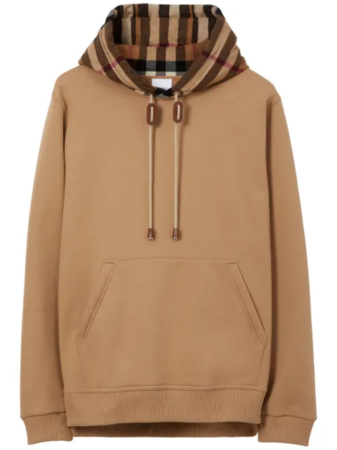 Burberry Check trim cotton blend hoodie Brown 8045006