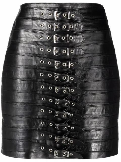 Manokhi Dita leather mini skirt Black AW21MANO20DITABLKA159