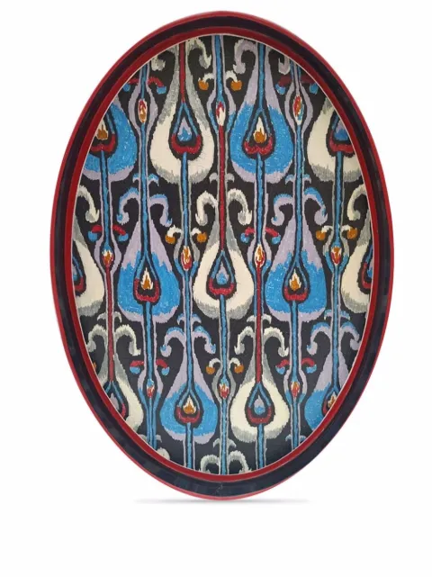 Les-Ottomans Ikat hand-painted oval tray Multicolour IT131