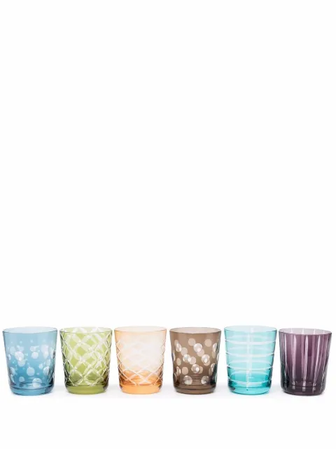 POLSPOTTEN geometric-embossed glasses (set of 6) Green 140230083