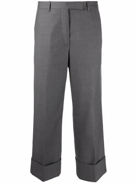 Thom Browne cuffed-hem cropped trousers Grey FTC400A00626