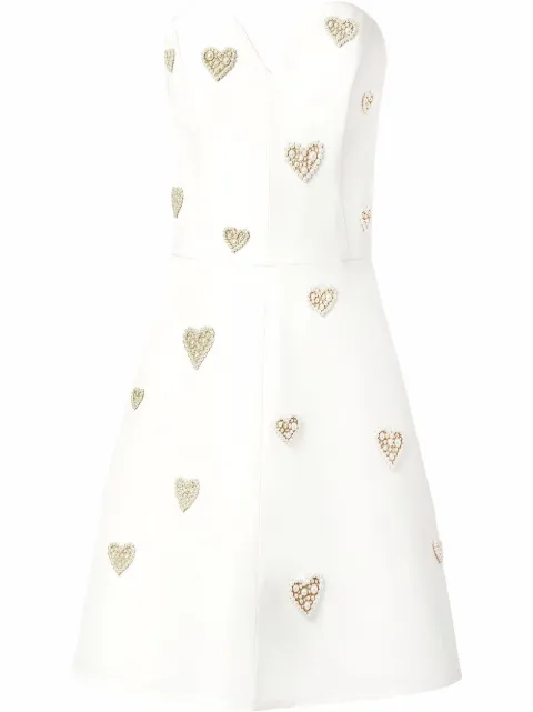 Carolina Herrera pearl-embellished strapless silk dress White R2211E553SFA