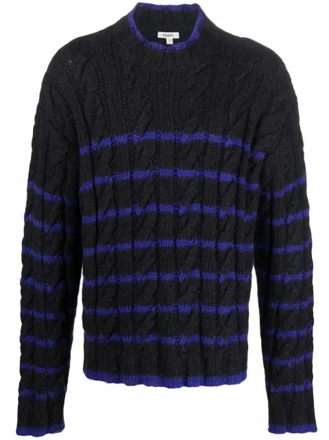 Phipps striped cable knit jumper Black X011MA2K0005