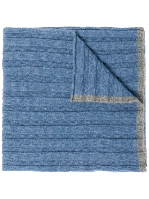 Brunello Cucinelli ribbed knit cashmere scarf Blue M2240819CM644