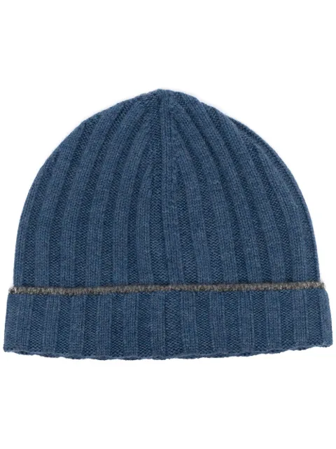 Brunello Cucinelli ribbed knit cashmere beanie Blue M2240900CM644