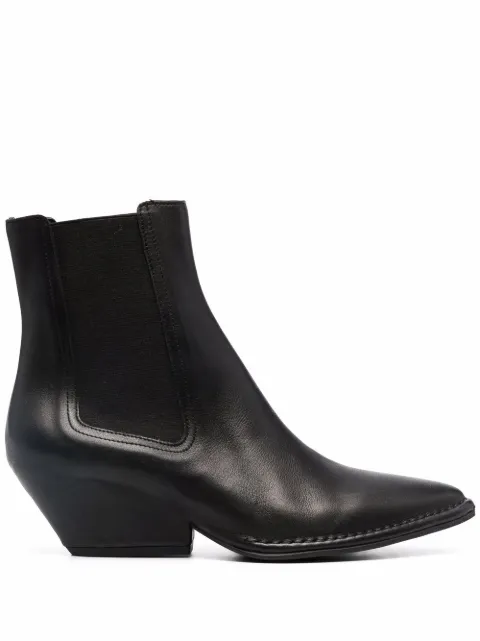Del Carlo mid-heel leather boots Black 11213