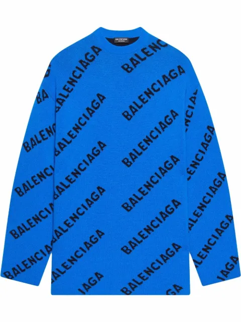 Balenciaga Allover Logo jumper Blue 657400T1567