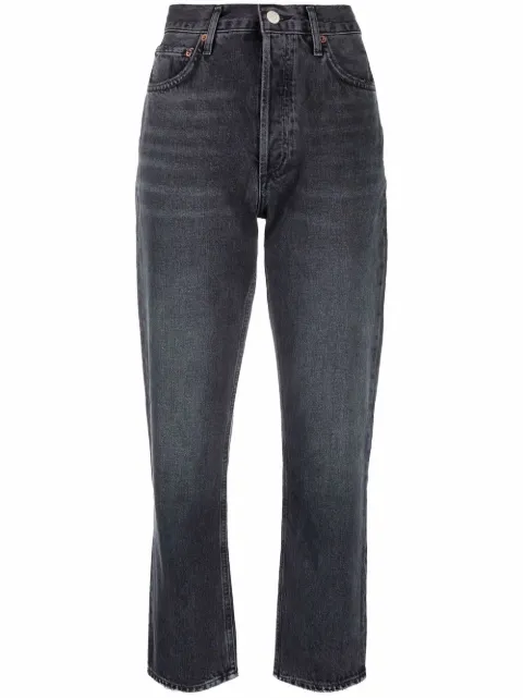 AGOLDE tapered-leg cropped jeans Black A056E1157
