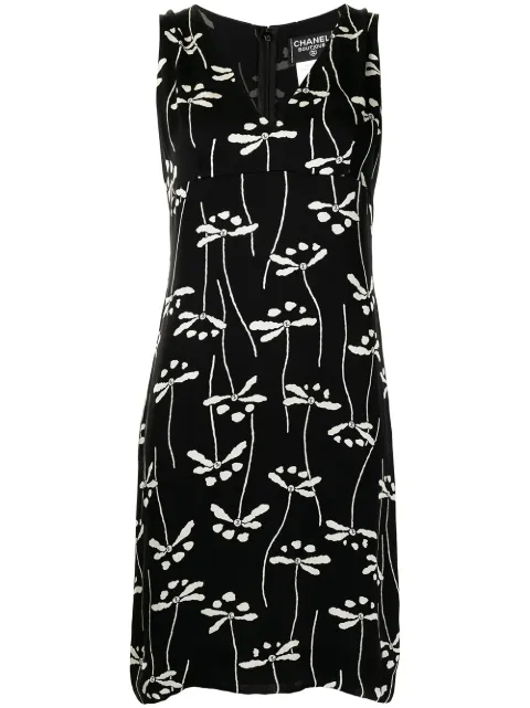 CHANEL Pre-Owned 1998 floral sleeveless dress Black 98PP10403V06401F0013
