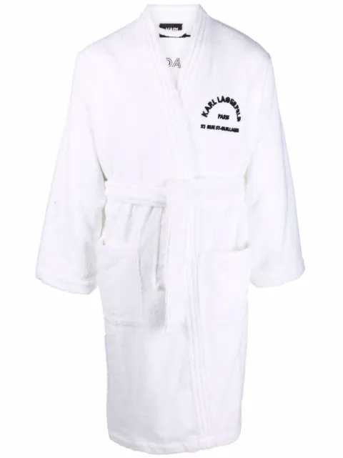 Karl Lagerfeld logo-print towelling robe White 215W2180100