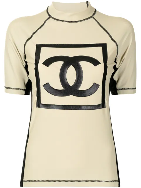 CHANEL Pre-Owned 2003 Sports CC patch T-shirt White 03PP20870V01279B2176