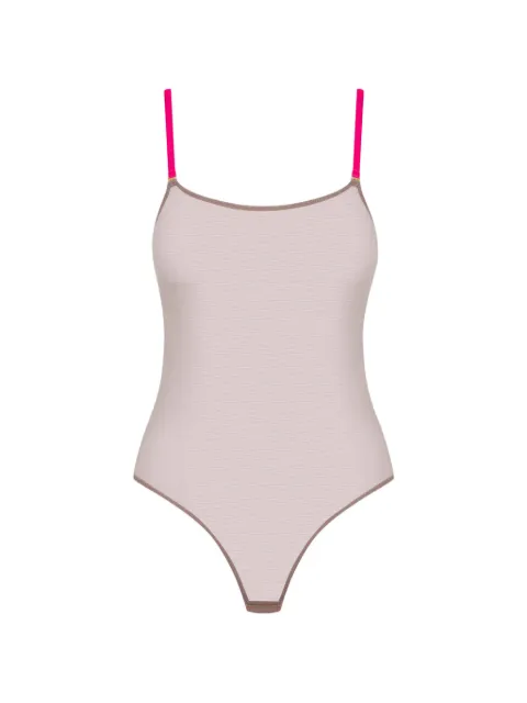 Maison Close Corps à Corps contrast-strap mesh bodysuit Neutrals 560259