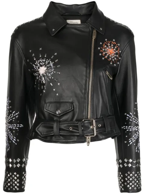 Temperley London zipped biker jacket Black 22SRBL53295