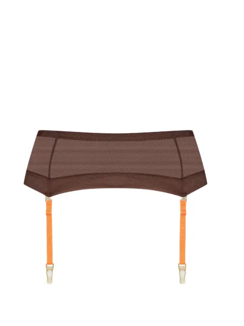 Maison Close Corps à Corps semi-sheer garter belt Brown 560286