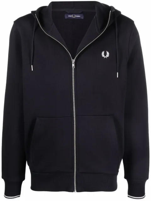 Fred Perry logo-embroidered hoodie Blue J7536