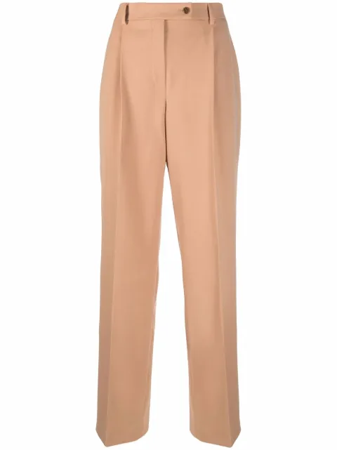 Alberta Ferretti high-waisted straight-leg trousers Neutrals A03246627