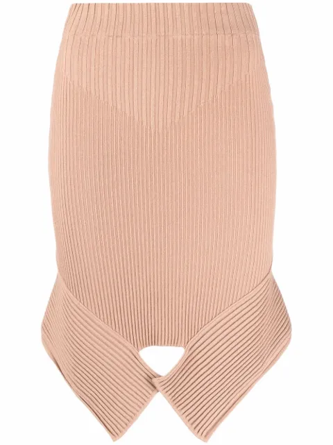 ANDREĀDAMO ribbed-knit asymmetric skirt Neutrals ADFW21SK06031476