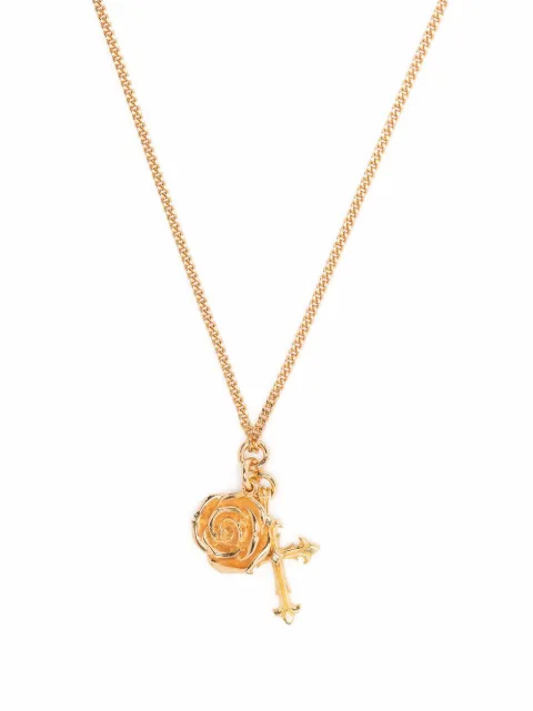 Emanuele Bicocchi rose and cross pendant necklace Gold CCPB4G