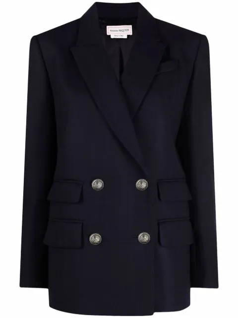 Alexander McQueen double-breasted wool-blend blazer Blue 666074QJACG