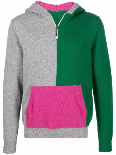 Mackintosh colour-block knitted hoodie Green KN0116