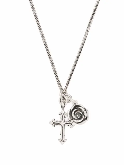 Emanuele Bicocchi rose and cross pendant necklace Silver CCPB4
