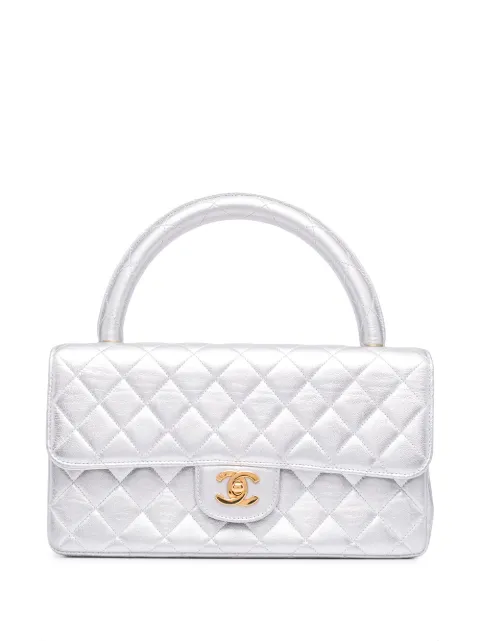 CHANEL Pre-Owned 1992 diamond-quilted rectangle-shaped handbag Silver 2967939