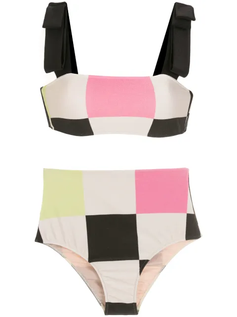Adriana Degreas check print bikni White BIHP0566V22