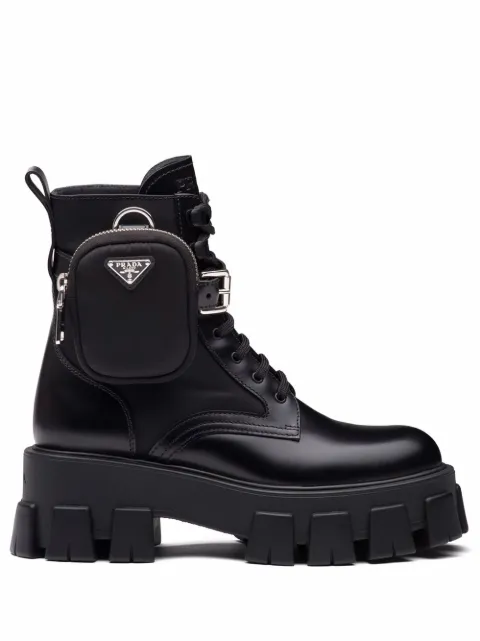 Prada Monolith leather and Re-nylon boots with pouch Black 1T255MFB0553LJS