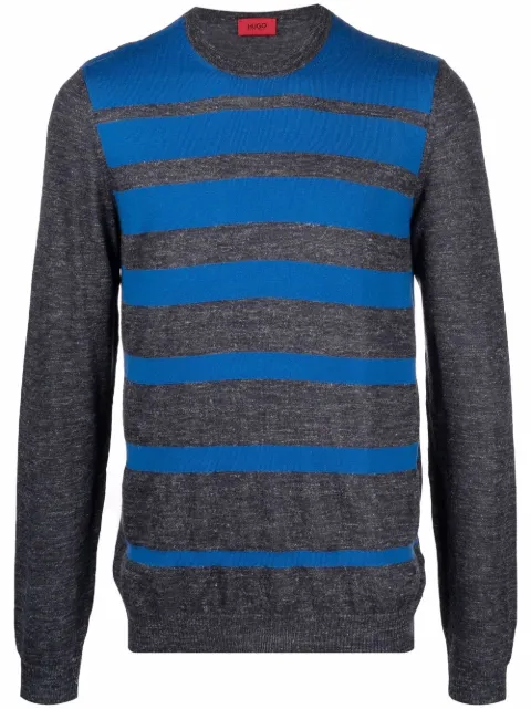 BOSS striped-knit jumper Grey 50226940