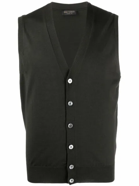 Dell'oglio V-neck merino wool vest Green CB1SMRM16R
