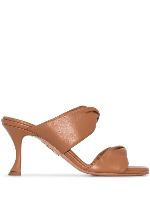 Aquazzura Twist 75mm leather mules Brown TWIMIDS0NAPB76