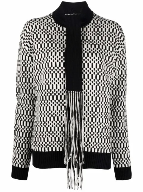 Jil Sander scarf-detail patterned jumper White JSWT752300WTY20078
