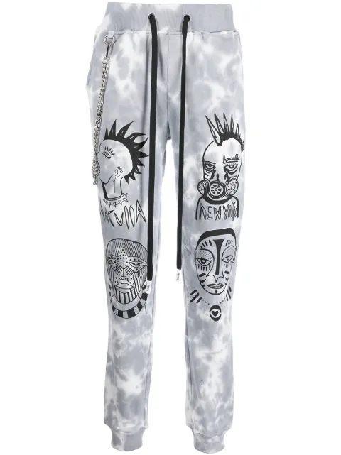 Haculla tie dye-print drawstring track pants Grey HA08BAKB03