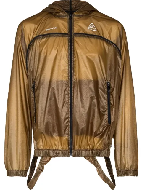 Undercover logo-print hooded performance jacket Brown UC1B4202